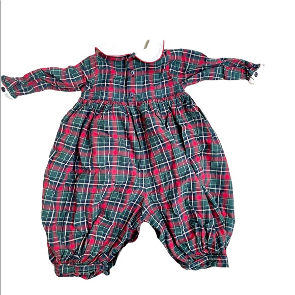Vintage 80s Baby Jumper Plaid Bubble Collared - Picture 4 of 4